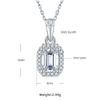 Light luxury rectangular S925 silver plated platinum Moissanite diamond pendant earring set 1